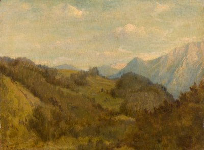 Near Oberaudorf, with Zahmer Kaiser and Tyrolean Heuberg in the Background by Luitpold Faustner