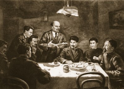 Meeting of the Central Committee of the Bolshevik Party, 23rd October 1917 by Lupov (attr. to)