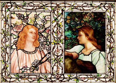 Spring and Autumn, manufactured by Tiffany Glass & Manufacturing Co., c.1892 by Lydia Field Emmett
