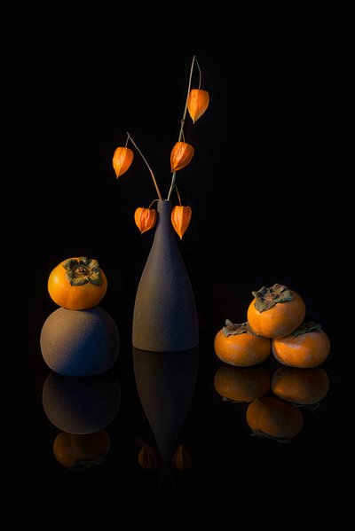 Autumn Lanterns And Persimmons by Lydia Jacobs