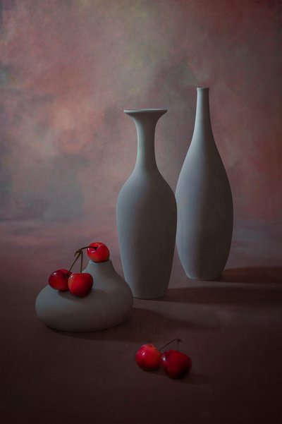 Elegant Cherry Still Life by Lydia Jacobs