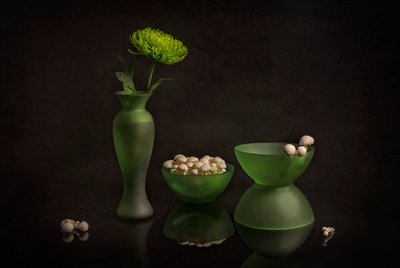 Green Bloom and Glass by Lydia Jacobs