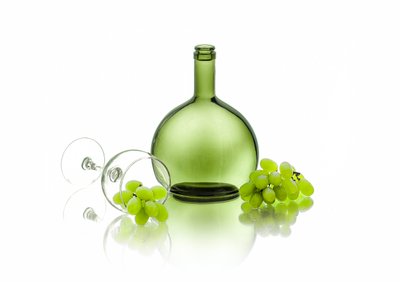 Green Bottle Wine Grapes by Lydia Jacobs
