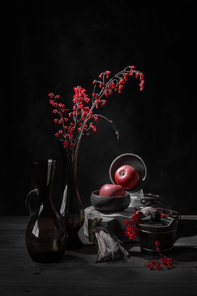 Moody Red Still Life by Lydia Jacobs
