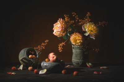 Moody Roses and Fruit by Lydia Jacobs