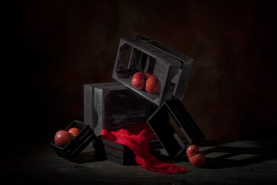 Red Fruits in Crates by Lydia Jacobs