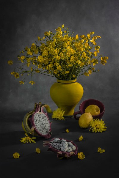 Yellow Floral and Fruit by Lydia Jacobs
