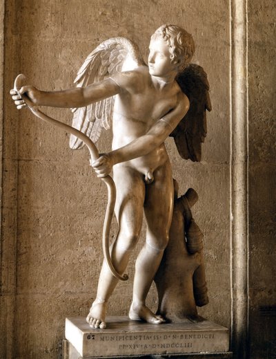 Eros (Cupid) with the Bow, Replica of the Eros de Thespies by Lysippe. Capitol Museum, Rome. by Lysippos (attributed to)