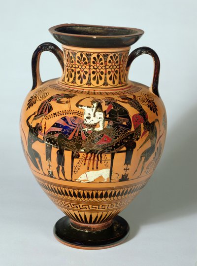 Black-Figure Amphora Depicting Dionysus and Ariadne Banqueting, Greek by Lysippos