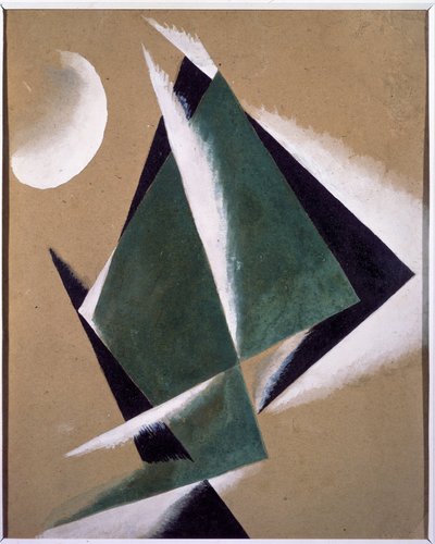 Construction with White Half Moon by Lyubov Sergeevna Popova