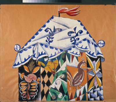Sketch of the Curtain for the Play The Priest and His Servant Balda by Alexander Pushkin by Lyubov Sergeevna Popova