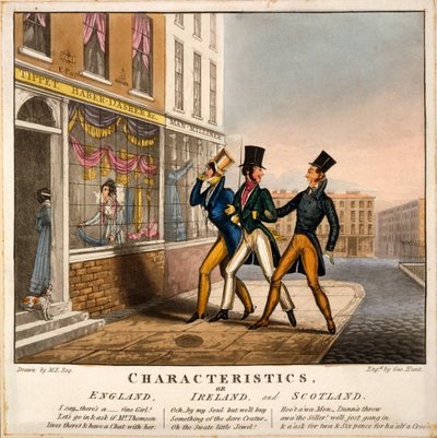 Characteristics, or England, Ireland and Scotland, print made by George Hunt, 1827 by M. Egerton
