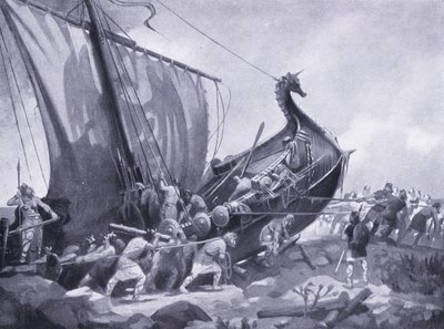 Magnus sails around the Mull of Cantyre AD1098 by M. Mackinlay
