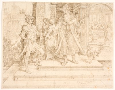 Ahasuerus Giving the Seal Ring to Haman by Maarten van Heemskerck