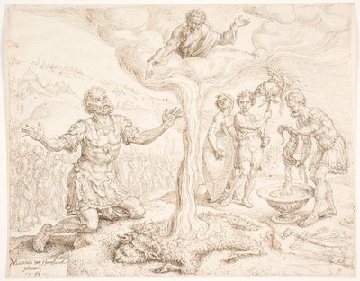 Gideon Kneeling in Prayer (The Story of the Dew and the Fleece of Wool) by Maarten van Heemskerck