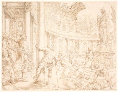Josiah Orders the Destruction and Recarving of the Stone Pillars of Astarte, Chemosh, and Milcom by Maarten van Heemskerck