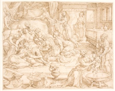 Tamar Giving Birth to Pharez and Zarah by Maarten van Heemskerck
