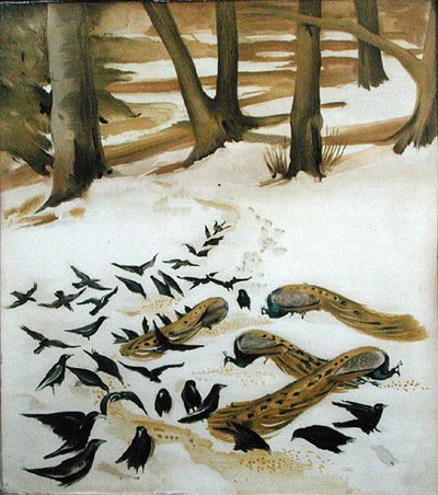 Birds Feeding in the Snow by Madeline Wyndham