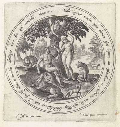 Eve Offering the Forbidden Fruit to Adam (History of Adam and Eve) by Maerten de Vos