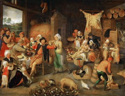Peasant Parlour with Noble Visitors by Maerten van Cleve