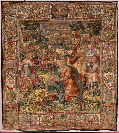Diocesan museum (Museo Diocesano). Flemish tapestry. Brussels. Atelier François Geubels. Series Story of Gideon. The miracle of the woollen fleece. Silk and wool. Bequest of Bishop Vicente Roca de la Serna. Baroque. 1534-1571, in the cathedral since by Maerten van Heemskerck