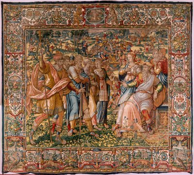 Diocesan Museum. Flemish Tapestry. Brussels. Atelier François Geubels. Series Story of Gideon. Joash is Informed that Gideon has Destroyed the Altar of Baal by Maerten van Heemskerck