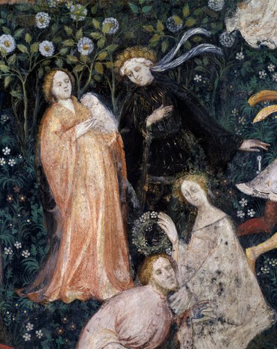 Aristocrats in countryside, detail from Month of May, Cycle of Months by Maestro (attr. to) Venceslao