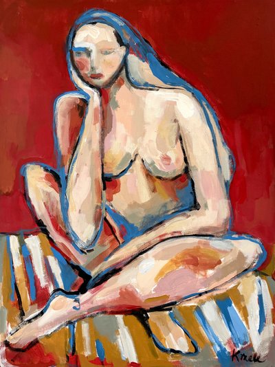 Pensive Nude Woman by Magdalena  Krzak