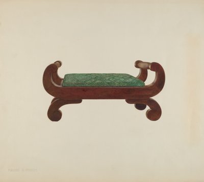 Foot Stool - Mahogany with Horse Hair Covering, c. 1939 by Magnus S. Fossum