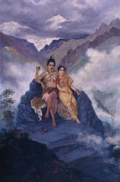 Lord Shiva and Parvati on Mount Kailash by Mahadev Vishvanath Dhurandhar