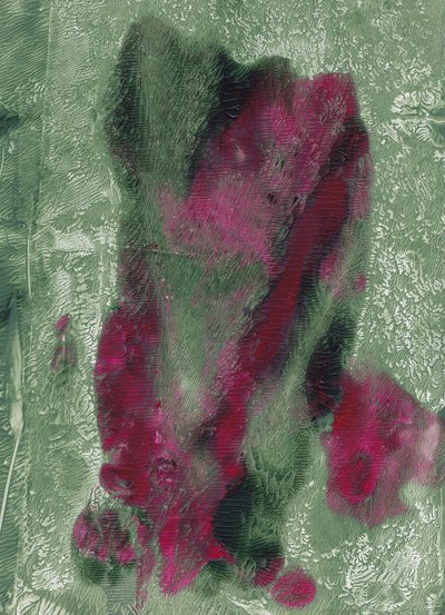 Vibrant Magenta Green Abstract by Maira Ribena