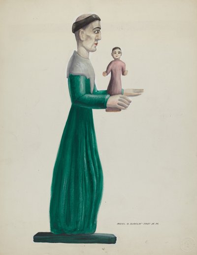 Carved and Painted Wooden Santo (St. Joseph) by Majel G. Claflin