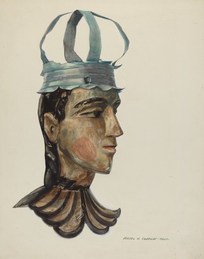 Head of Carved Figure with Tin Crown by Majel G. Claflin