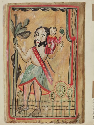 Retablo - San Christopher, 1935-1942 by Majel G. Claflin