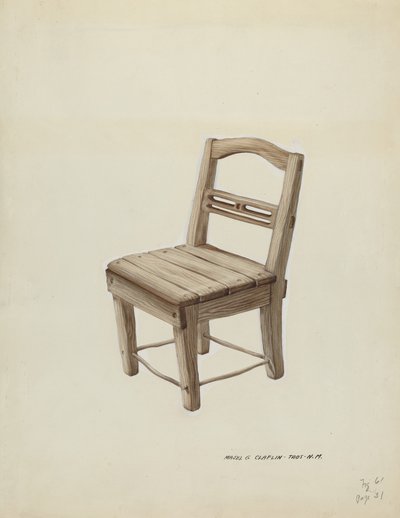 Small Wooden Chair by Majel G. Claflin