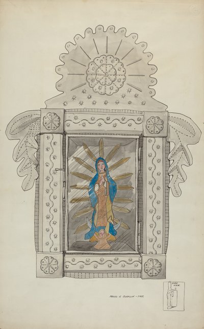 Tin Nicho Containing Guadalupe Bulto by Majel G. Claflin