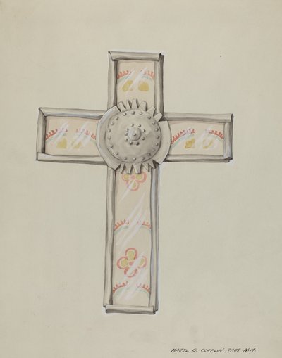 Tin & Wall Paper Cross, c. 1937 by Majel G. Claflin