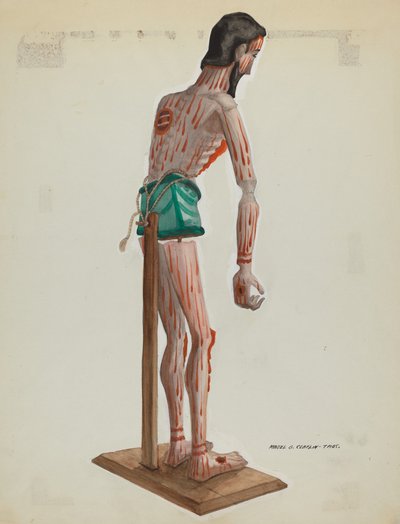 Wooden Christo, Painted Side view by Majel G. Claflin