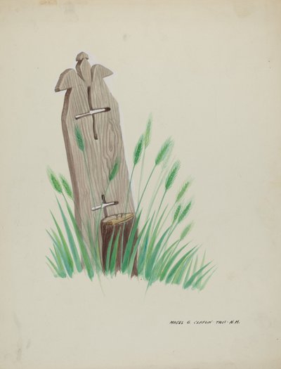 Wooden Grave Marker by Majel G. Claflin
