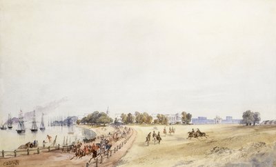 View of the Fort and Town, Calcutta, 1854 by Major General Sir Charles Walters DOyly
