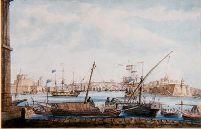 View of the Harbour of the Gallies from Valetta Side, c.1800 by Major James of Tolcross Weir