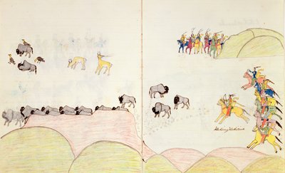 Native American Buffalo Hunt (from a book of sketches made at Fort Marion, St Augustine, Florida, 1877) by Making Medicine