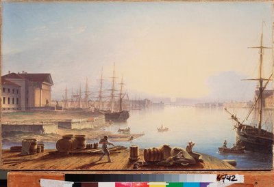 Sunrise over the Neva in St Petersburg by Maksim Nikiforovich Vorobiev