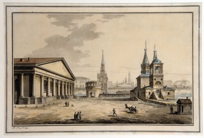 View of Manege, Kutafya Tower and Church of Saint Nicholas, Moscow by Maksim Nikiforovich Vorobiev