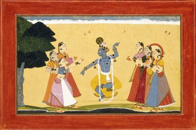 Krishna Dancing Before the Cowgirls as they Clap their Hands by Manaku