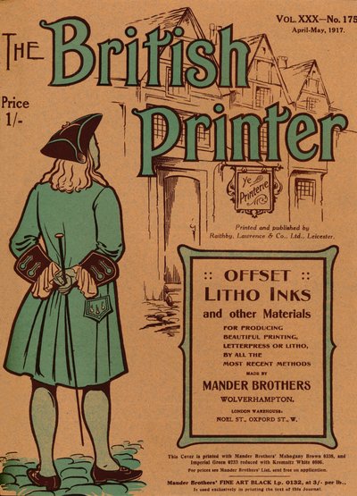 The British Printer Vol. XXX - No. 175 April-May, 1917 cover by Mander Brothers
