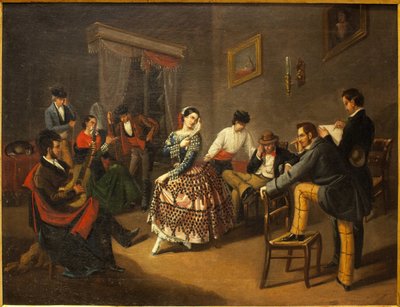 Dancer in a living room by Manuel Cabral y Aguado Bejarano