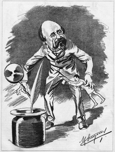 Edmond Gondinet (1828-1888), French Playwright. Cartoon by the Cartoonist Manuel Luque. In 