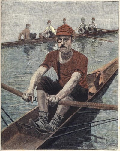 Rowing Race in France. Illustration by Luque, from French newspaper Le Soleil du Dimanche by Manuel Luque