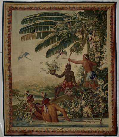 The Fishermen, Tapestry from The Old Indies Series by Manufacture Royale des Gobelins